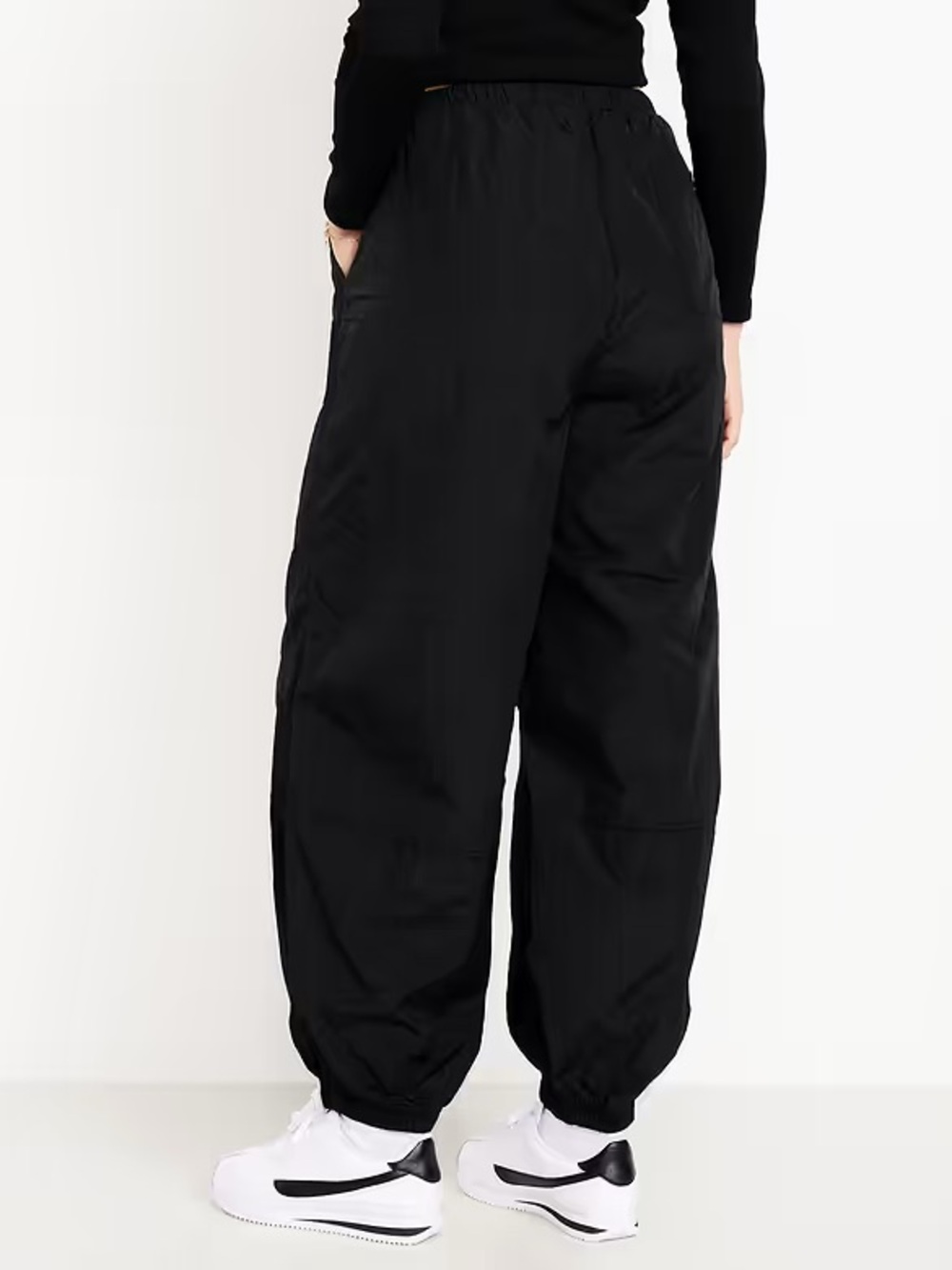 Old navy black windbreaker parachute pants womens xs petite BNWT balloon bloomer - Picture 5 of 9